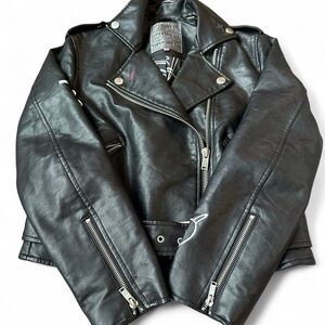 Superdry & Co. Riot Biker Jacket Size Women's Medium Faux Leather